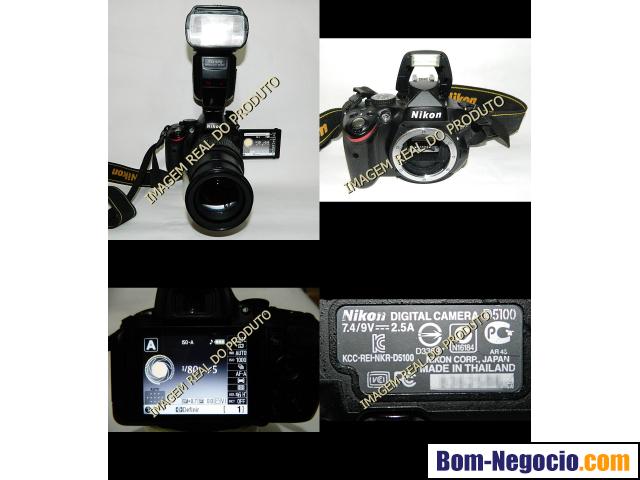 Câmera Nikon D5100+lente Nikon 18-135+flash Triopo Tr982ii
