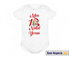 Camisetas E Body bebe Meu primeiro Natal e Reveillon